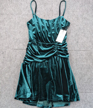 Iris Velvet Mini Dress Womens Large Corset Whimsigoth 90s Hoco Green Renaissance